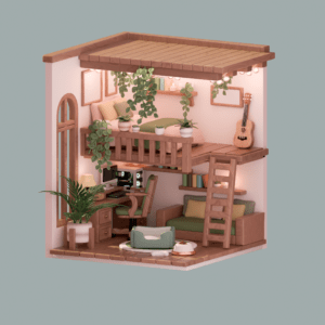 Isometric 3D cozy Bedroom Angle 1