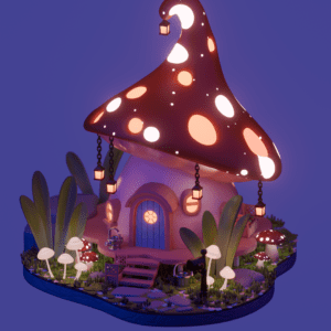 Isometric 3D Mushroom House
